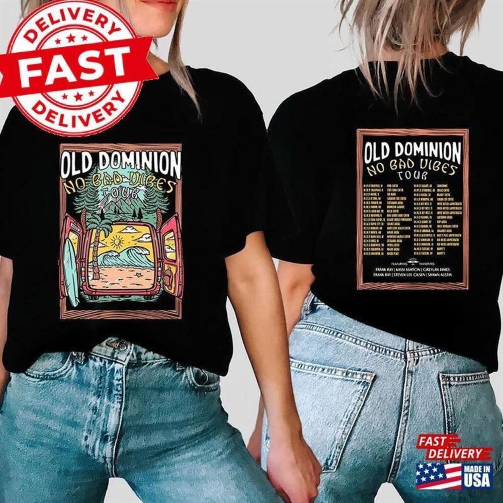 Old Dominion No Bad Vibes Tour Tshirt Country Music Concert 2 Sided Tshirt